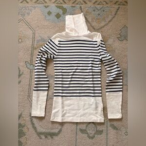 NWOT J. Crew Cream and Navy Striped Knit Turtleneck